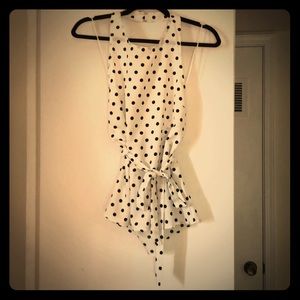 White polka-dot halter top